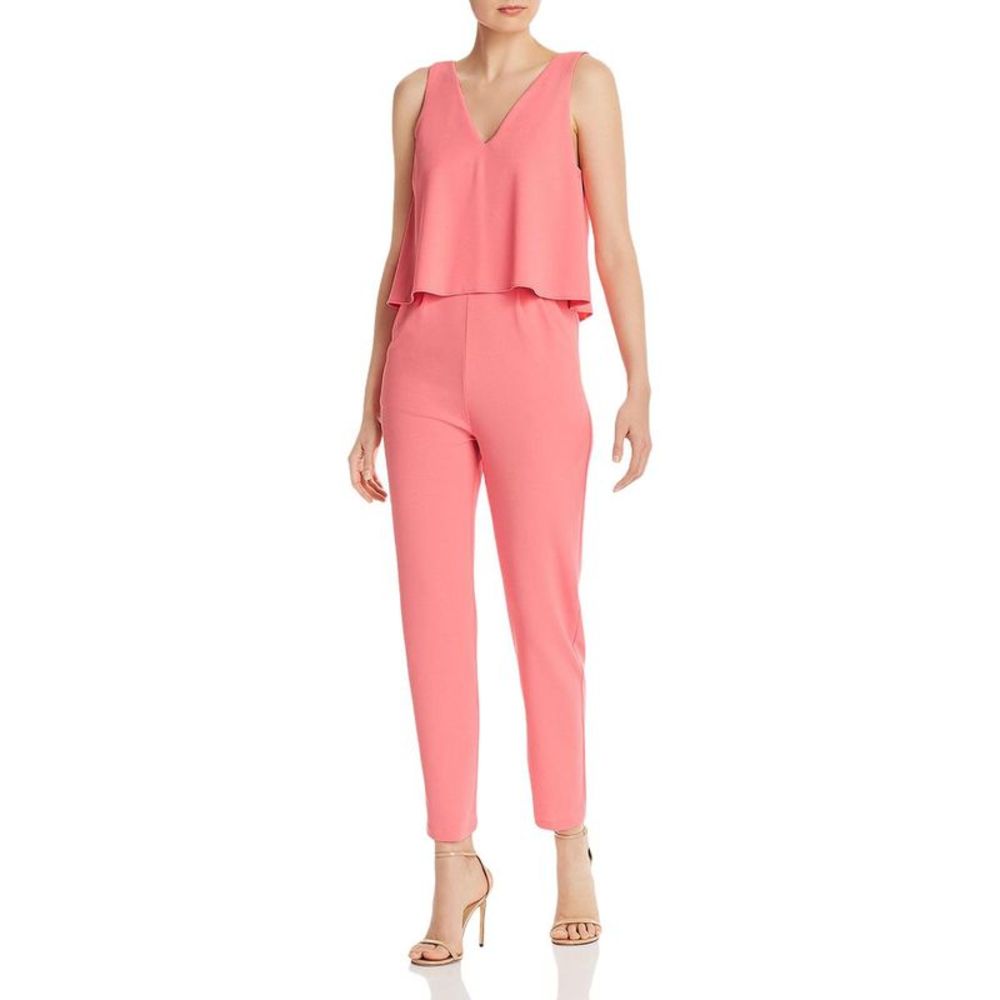 Aqua Coral Pink V-Neck Sleeveless Jumpsuit